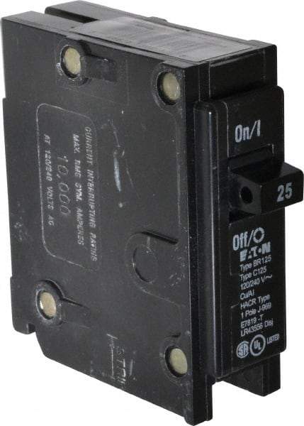 Eaton Cutler-Hammer - 25 Amp, 120/240 VAC, 1 Pole, Plug In Type BR Circuit Breaker - Thermal Magnetic Trip, 10 kA Breaking Capacity, 14-4 AWG - All Tool & Supply