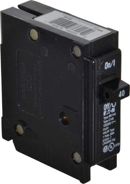 Eaton Cutler-Hammer - 40 Amp, 120/240 VAC, 1 Pole, Plug In Type BR Circuit Breaker - Thermal Magnetic Trip, 10 kA Breaking Capacity, 14-4 AWG - All Tool & Supply