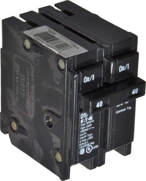 Eaton Cutler-Hammer - 40 Amp, 120/240 VAC, 2 Pole, Plug In Type BR Circuit Breaker - Thermal Magnetic Trip, 10 kA Breaking Capacity, 14-4 AWG - All Tool & Supply