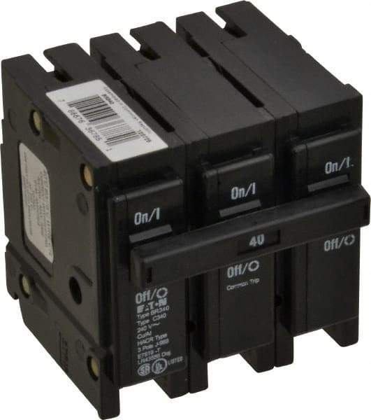 Eaton Cutler-Hammer - 40 Amp, 240 VAC, 3 Pole, Plug In Type BR Circuit Breaker - Magnetic Trip, 10 kA Breaking Capacity, 14-4 AWG - All Tool & Supply