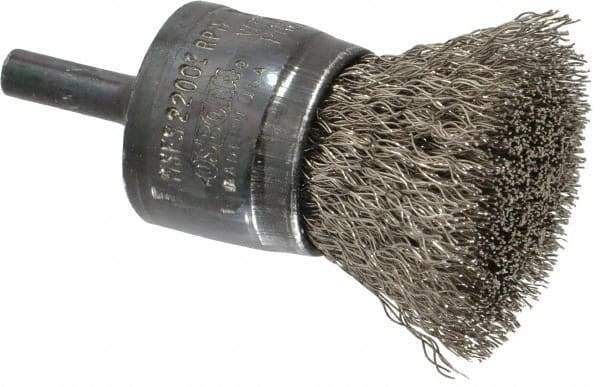 Osborn - 1" Brush Diam, Crimped, End Brush - 1/4" Diam Shank, 20,000 Max RPM - All Tool & Supply