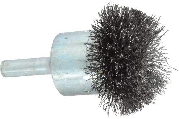 Osborn - 1-1/2" Brush Diam, Crimped, End Brush - 1/4" Diam Shank, 15,000 Max RPM - All Tool & Supply