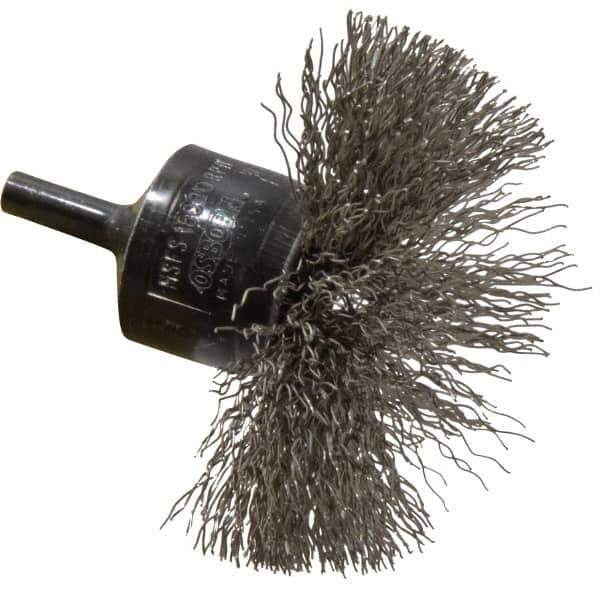 Osborn - 3" Brush Diam, Crimped, End Brush - 1/4" Diam Shank, 15,000 Max RPM - All Tool & Supply