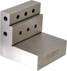 Starrett - 3" Wide x 3" Deep x 3" High Steel Precision-Ground Angle Plate - Stepped Plate, Machined Holes on Surface, Open End, Single Plate - All Tool & Supply