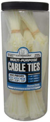 Thomas & Betts - 4 to 11 Inch Range, White Cable Ties - 3 Inch Bundle Diameter, 18, 40 and 50 Lb. Strength, Nylon - All Tool & Supply