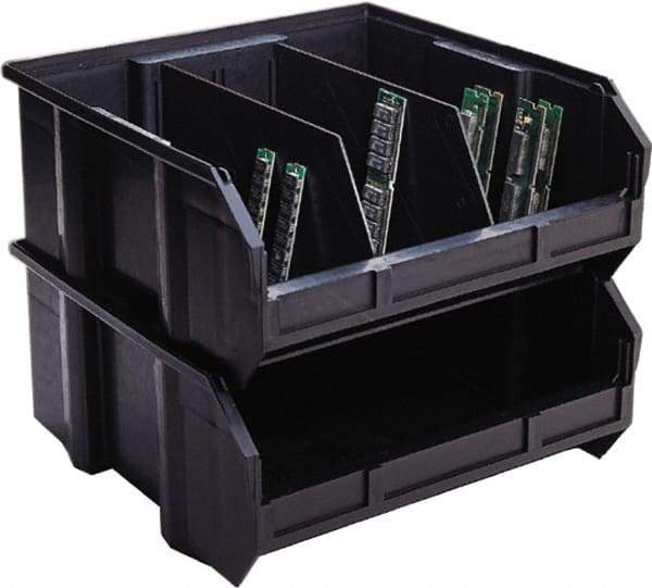 Quantum Storage - 50 Lb. Load Capacity, 10-3/4" Deep, Black Polypropylene Hopper Stacking Bin - 7" High x 8-1/4" Wide x 10-3/4" Long - All Tool & Supply