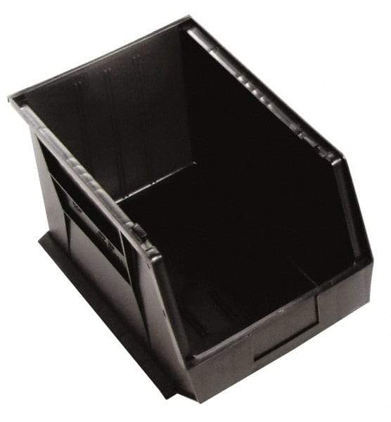 Quantum Storage - 75 Lb. Load Capacity, 18" Deep, Black Polypropylene Hopper Stacking Bin - 10" High x 11" Wide x 18" Long - All Tool & Supply