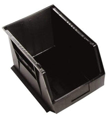 Quantum Storage - 75 Lb. Load Capacity, 16" Deep, Black Polypropylene Hopper Stacking Bin - 8" High x 11" Wide x 16" Long - All Tool & Supply