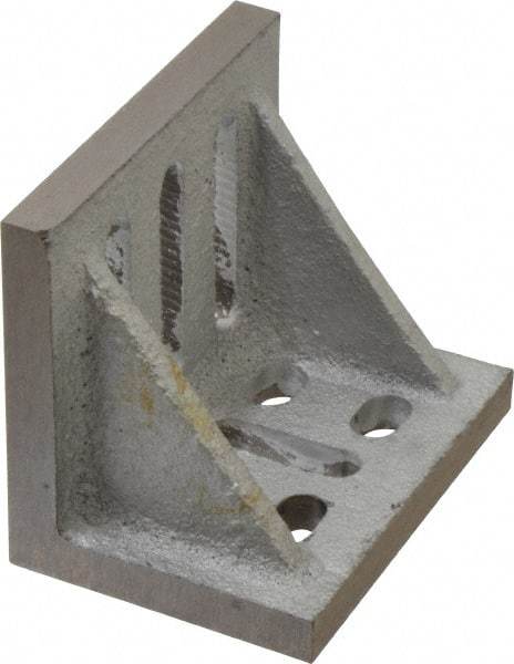 Interstate - 3-1/2" Wide x 2-1/2" Deep x 3" High Cast Iron Partially Machined Angle Plate - Slotted Plate, Through-Slots on Surface, Webbed, Single Plate - All Tool & Supply