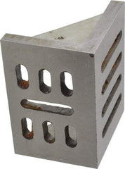 Interstate - 4-1/2" Wide x 3" Deep x 3-1/2" High Cast Iron Partially Machined Angle Plate - Slotted Plate, Through-Slots on Surface, Webbed, Single Plate - All Tool & Supply