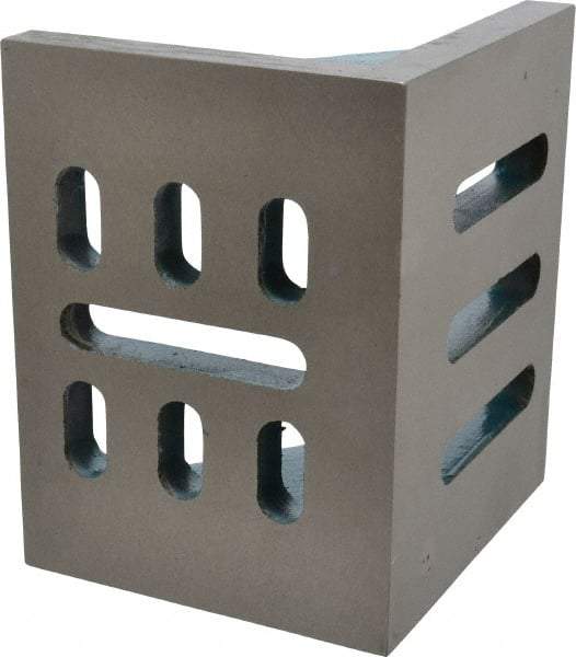 Interstate - 6" Wide x 4-1/2" Deep x 5" High Cast Iron Partially Machined Angle Plate - Slotted Plate, Through-Slots on Surface, Webbed, Single Plate - All Tool & Supply