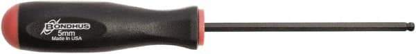 Bondhus - 5mm Hex Ball End Driver - 4.3" Blade Length, Rubber Grip Handle, 219mm OAL - All Tool & Supply