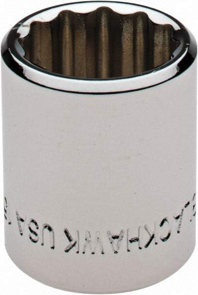 Blackhawk by Proto - 3/8" Drive, Standard Hand Socket - 12 Points, 1" OAL, Chrome Finish - All Tool & Supply