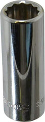 Blackhawk by Proto - 7/16", 3/8" Drive, Deep Hand Socket - 12 Points, 1-13/16" OAL, Chrome Finish - All Tool & Supply