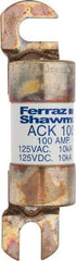 Ferraz Shawmut - 100 Amp Time Delay Round Forklift & Truck Fuse - 125VAC, 125VDC, 4.46" Long x 1" Wide, Bussman ACK100, Ferraz Shawmut ACK100 - All Tool & Supply