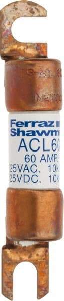 Ferraz Shawmut - 60 Amp General Purpose Round Forklift & Truck Fuse - 125VAC, 125VDC, 3.07" Long x 0.5" Wide, Bussman ACL60, Ferraz Shawmut ACL60 - All Tool & Supply