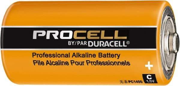 Duracell - Size C, Alkaline, 12 Pack, Standard Battery - 1.5 Volts, Flat Terminal, LR14, ANSI, IEC Regulated - All Tool & Supply