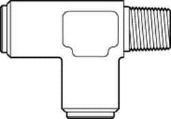 Norgren - 1/2" Outside Diam, 3/8 NPT, Brass Push-to-Connect Tube Male Run Tee - 150 Max psi, Tube to Male Connection, Buna O-Ring - All Tool & Supply