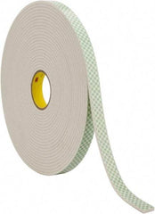 3M - 1" x 18 Yd Acrylic Adhesive Double Sided Tape - 1/4" Thick, Off-White, Urethane Foam Liner, Continuous Roll, Series 4004 - All Tool & Supply