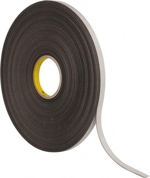 3M - 1/2" x 72 Yd Rubber Adhesive Double Sided Tape - 1/32" Thick, Black, Polyethylene Foam Liner, Continuous Roll, Series 4462B - All Tool & Supply