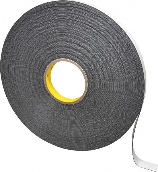 3M - 3/4" x 72 Yd Rubber Adhesive Double Sided Tape - 1/32" Thick, Black, Polyethylene Foam Liner, Continuous Roll, Series 4462B - All Tool & Supply