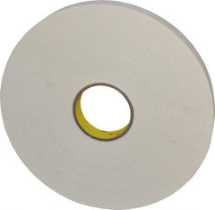 3M - 1" x 72 Yd Rubber Adhesive Double Sided Tape - 1/32" Thick, White, Polyethylene Foam Liner, Continuous Roll, Series 4462W - All Tool & Supply