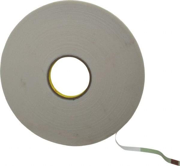 3M - 1/2" x 36 Yd Rubber Adhesive Double Sided Tape - 1/16" Thick, White, Polyethylene Foam Liner, Continuous Roll, Series 4466W - All Tool & Supply