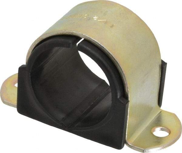 ZSI - 1-1/2" Tube, Steel, Zinc Plated Tube Strap with Cushion - 2 Mounting Holes - All Tool & Supply