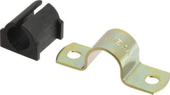 ZSI - 1/4 Pipe, Steel, Zinc Plated Pipe Strap with Cushion - 2 Mounting Holes - All Tool & Supply