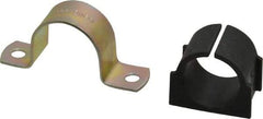 ZSI - 3/4 Pipe, Steel, Zinc Plated Pipe Strap with Cushion - 2 Mounting Holes - All Tool & Supply