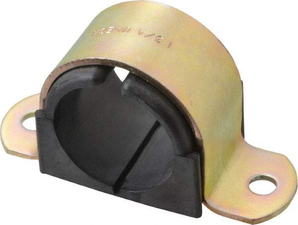 ZSI - 1-1/4 Pipe, Steel, Zinc Plated Pipe Strap with Cushion - 2 Mounting Holes - All Tool & Supply