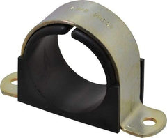 ZSI - 2 Pipe, Steel, Zinc Plated Pipe Strap with Cushion - 2 Mounting Holes - All Tool & Supply