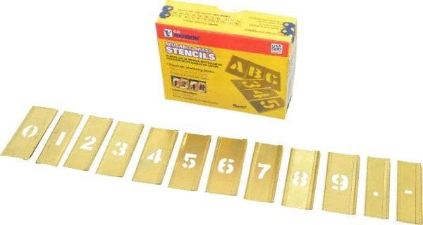 C.H. Hanson - 15 Piece, 1/2 Inch Character Size, Brass Stencil - Contains Figure Set - All Tool & Supply