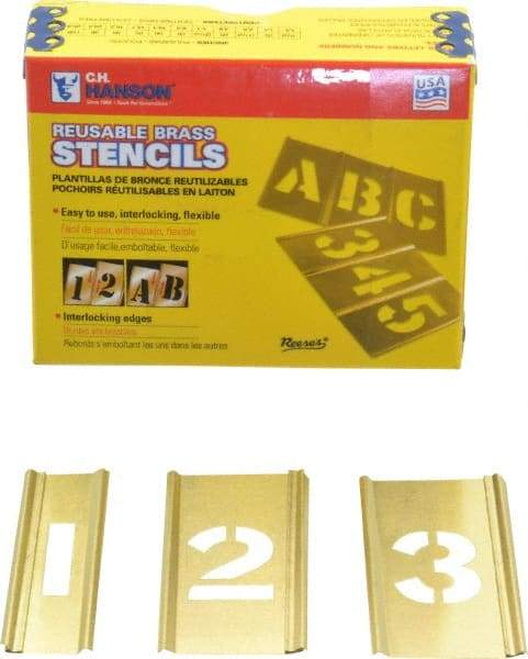 C.H. Hanson - 15 Piece, 1 Inch Character Size, Brass Stencil - Contains Figure Set - All Tool & Supply