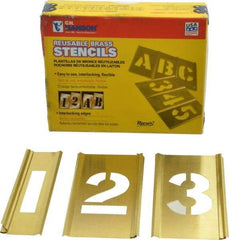 C.H. Hanson - 15 Piece, 1-1/2 Inch Character Size, Brass Stencil - Contains Figure Set - All Tool & Supply