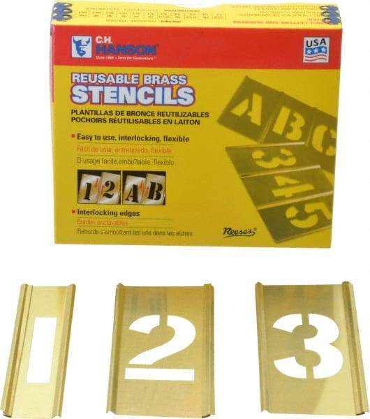 C.H. Hanson - 15 Piece, 2 Inch Character Size, Brass Stencil - Contains Figure Set - All Tool & Supply