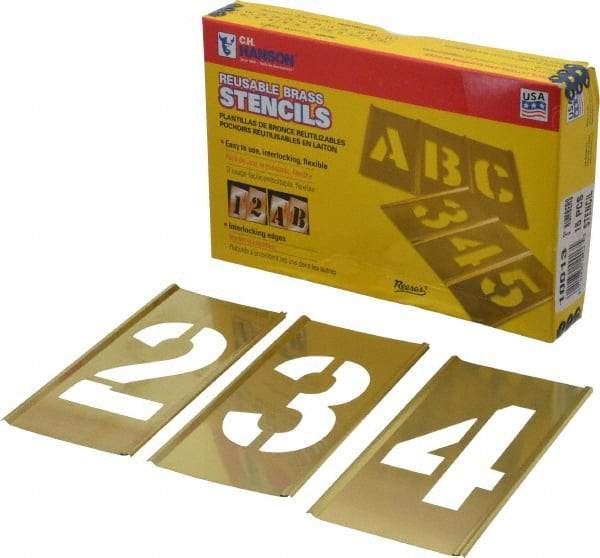 C.H. Hanson - 15 Piece, 3 Inch Character Size, Brass Stencil - Contains Figure Set - All Tool & Supply