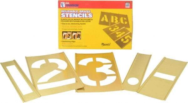 C.H. Hanson - 14 Piece, 6 Inch Character Size, Brass Stencil - Contains Figure Set - All Tool & Supply