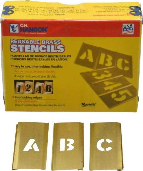 C.H. Hanson - 33 Piece, 1/2 Inch Character Size, Brass Stencil - Contains Letter Set - All Tool & Supply