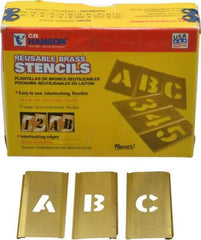 C.H. Hanson - 33 Piece, 1/2 Inch Character Size, Brass Stencil - Contains Letter Set - All Tool & Supply