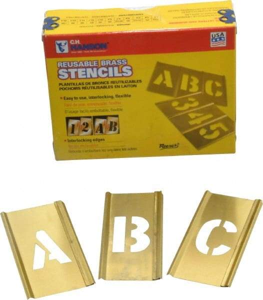 C.H. Hanson - 33 Piece, 1 Inch Character Size, Brass Stencil - Contains Letter Set - All Tool & Supply