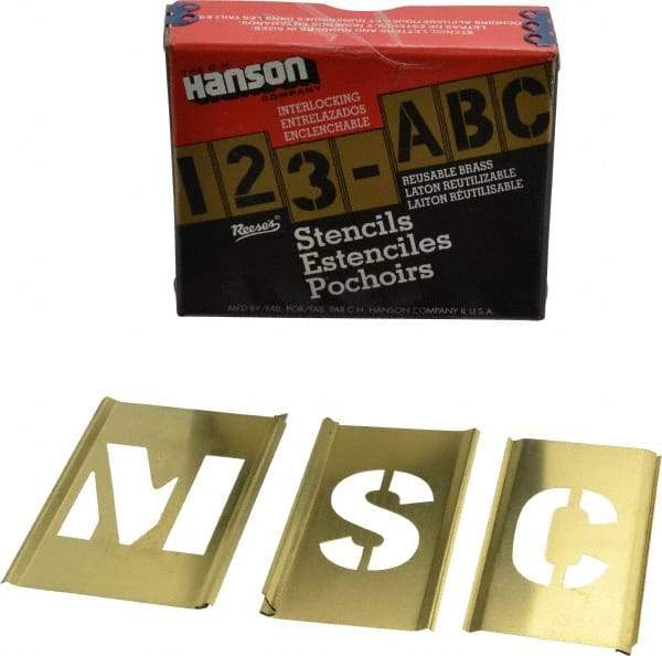 C.H. Hanson - 33 Piece, 1-1/2 Inch Character Size, Brass Stencil - Contains Letter Set - All Tool & Supply