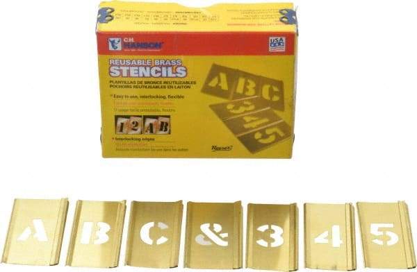 C.H. Hanson - 92 Piece, 3/4 Inch Character Size, Brass Stencil - Contains Three A Fonts - All Tool & Supply