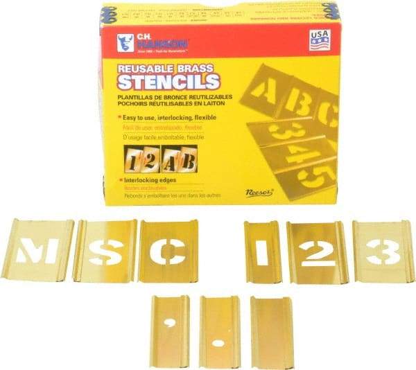 C.H. Hanson - 92 Piece, 1 Inch Character Size, Brass Stencil - Contains Three A Fonts - All Tool & Supply