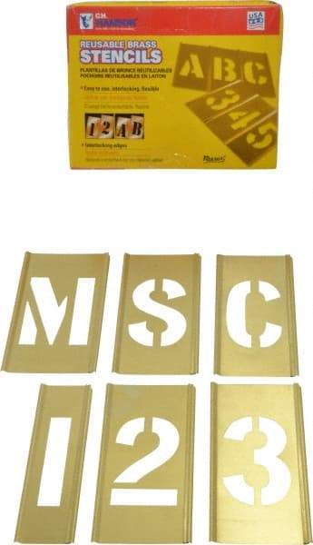 C.H. Hanson - 92 Piece, 2-1/2 Inch Character Size, Brass Stencil - Contains Three A Fonts - All Tool & Supply