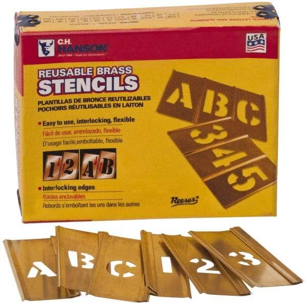 C.H. Hanson - 45 Piece, 2-1/2 Inch Character Size, Brass Stencil - All Tool & Supply