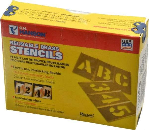 C.H. Hanson - 45 Piece, 1 Inch Character Size, Brass Stencil - All Tool & Supply