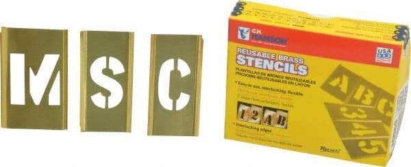 C.H. Hanson - 45 Piece, 1-1/2 Inch Character Size, Brass Stencil - All Tool & Supply