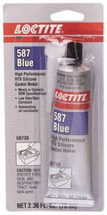 Loctite - 70 mL Tube Blue RTV Silicone Gasket Sealant - 500°F Max Operating Temp, 30 min Tack Free Dry Time, 24 hr Full Cure Time, Series 587 - All Tool & Supply