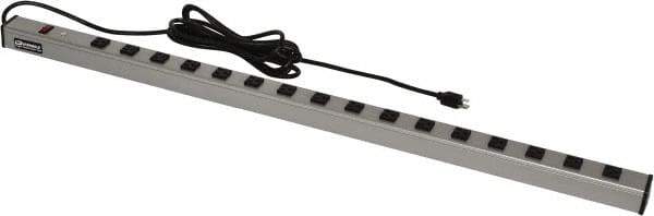 Wiremold - 16 Outlets, 120 Volts, 15 Amps, 15' Cord, Power Outlet Strip - Raceway Mount, 5-15 NEMA Configuration, 48" Strip, cULus Listed - All Tool & Supply